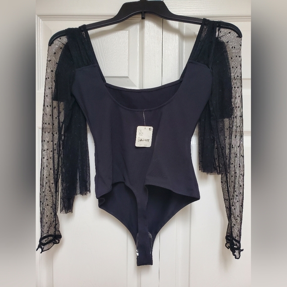 Free People Tounge Tied Bodysuit/Black - Picture 9 of 16